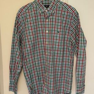 Vineyard Vines Red Green Blue Plaid Button Down Shirt